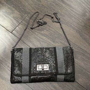 BCBGMaxAzria Black and Silver Sequin Clutch